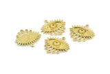 Brass Eye Charm, 4 Raw Brass Eye Charms With 1 Loop, Pendants - Pad Size 3mm (24x2mm) N1266