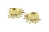Brass Sun Charm, 2 Raw Brass Sunshine Charms With 1 Loop, Pendants - Pad Size 16mm (35x32mm) N1268