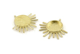 Brass Sun Charm, 2 Raw Brass Sunshine Charms With 1 Loop, Pendants - Pad Size 16mm (35x32mm) N1268