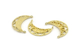 Brass Moon Charm, Raw Brass Moon Pendants With 2 Loops, Findings (28x11x2mm) N1260