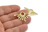 Brass Sun Pendant, Raw Brass Hammered Sunny Pendants (36x23x1.7mm) N1267