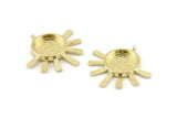 Brass Sun Charm, 2 Raw Brass Sunshine Charms With 1 Loop, Pendants - Pad Size 16mm (35x33mm) N1271