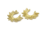 Brass Sun Charm, 4 Raw Brass Sunshine Charms With 2 Loops, Pendants (31x25x1.5mm) N1280