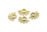 Brass Daisy Charm, Tiny Hammered Raw Brass Flower Pendants (18x13x1.2mm) N1186