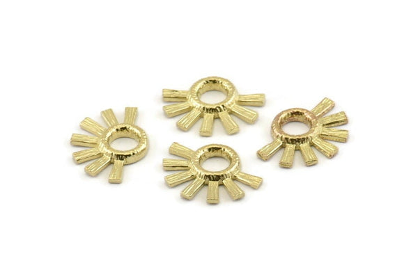 Brass Daisy Charm, Tiny Hammered Raw Brass Flower Pendants (18x13x1.2mm) N1186