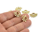 Brass Daisy Charm, 8 Tiny Hammered Raw Brass Flower Pendants (18x13x1.2mm) N1186