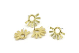 Brass Daisy Earring, 4 Tiny Hammered Raw Brass Flower Stud Earrings (18x13x1.2mm) N1185