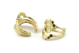Brass Ring Setting, 2 Raw Brass Adjustable Rings With 1 Stone Settings - Pad Size 6mm N1265