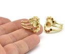 Brass Ring Setting, Raw Brass Adjustable Rings With 1 Stone Settings - Pad Size 6mm N1265