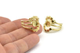 Brass Ring Setting, 2 Raw Brass Adjustable Rings With 1 Stone Settings - Pad Size 6mm N1265