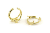 Brass Ring Setting, Raw Brass Moon And Planet Ring With 1 Stone Settings - Pad Size 3mm N1272