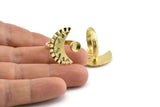 Brass Ring Setting, 2 Raw Brass Moon And Planet Ring With 1 Stone Settings - Pad Size 5mm N1276