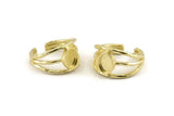 Brass Ring Setting, Raw Brass Adjustable Rings With 1 Stone Settings - Pad Size 8x6mm N1264