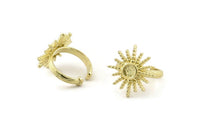 Brass Ring Setting, 2 Raw Brass Adjustable Rings With 1 Stone Settings - Pad Size 6mm N1263