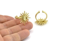 Brass Ring Setting, 2 Raw Brass Adjustable Rings With 1 Stone Settings - Pad Size 6mm N1263