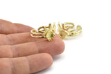 Brass Ring Setting, 2 Raw Brass King Crown Adjustable Rings With 1 Stone Settings - Pad Size 6mm N1281