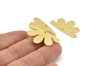 Gold Daisy Charm, 2 Textured Gold Plated Brass Flower Charms With 1 Hole, Pendants, Earrings (34x18x0.80mm) D1410