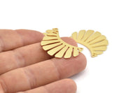 Gold Fringed Pendant, 2 Gold Plated Brass Fringed Charms With 2 Holes, Findings (30x17x0.80mm) D1384