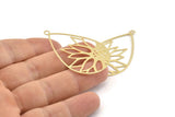 Gold Drop Charm, 4 Gold Plated Brass Flower Charms With 1 Loop, Findings (47x30x0.30mm) D1675