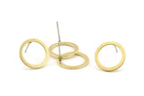 Brass Circle Earring, 10 Raw Brass Circle Stud Earrings (16x0.90mm) D1482 A1381