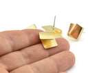 Brass Crimp Earring, 8 Raw Brass Stud Earrings (12x15mm) D1341 A1376