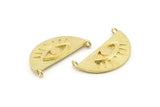 Brass Eye Charm, 2 Raw Brass Eye Charms With 2 Loops, Pendants, Earrings (29x14x1.2mm) N1243