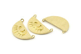 Brass Eye Charm, 2 Raw Brass Eye Charms With 2 Loops, Pendants, Earrings (29x14x1.2mm) N1243
