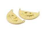 Brass Eye Charm, 2 Raw Brass Eye Charms With 2 Loops, Pendants, Earrings (29x14x1.2mm) N1243
