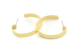 Brass Geometric Earring, 2 Raw Brass Circle Stud Earrings (33x4.5x1mm) N1165