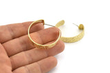 Brass Geometric Earring, 2 Textured Raw Brass Circle Stud Earrings (34x7x1mm) N1206