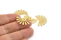Gold Sun Charm, 6 Textured Gold Plated Brass Rising Sun Flag Charms With 1 Hole, Findings, Earrings (25x17x0.60mm) D1411 Q1113