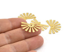 Gold Sun Charm, 6 Textured Gold Plated Brass Rising Sun Flag Charms With 1 Hole, Findings, Earrings (25x17x0.60mm) D1411 Q1113