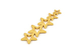 Gold Star Charm, 4 Gold Plated Brass Star Charms With 1 Hole (45x14x0.80mm) D1530