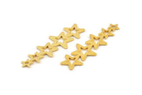Gold Star Charm, 4 Gold Plated Brass Star Charms With 1 Hole (45x14x0.80mm) D1530