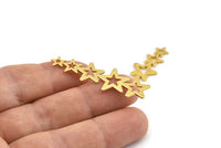 Gold Star Charm, 4 Gold Plated Brass Star Charms With 1 Hole (45x14x0.80mm) D1530