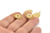 Gold Sunny Charm, 6 Gold Plated Brass Sunny Charms With 1 Loop (26x14x0.60mm) D1396