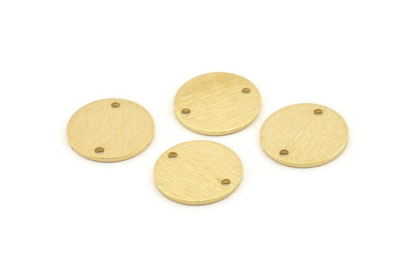 Brass Cabochon Tag, 12 Textured Raw Brass Cabochon Tags With 2 Holes, Connectors (15x1mm) D1374