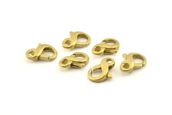 Brass Parrot Clasp, 6 Raw Brass Lobster Claw Clasps (15x9mm) A1341