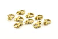 Brass Parrot Clasp, 6 Raw Brass Lobster Claw Clasps (15x9mm) A1341