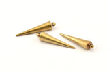 Brass Spike Charm, 6 Raw Brass Spike Tribal Pendants With 1 Loop (7x32mm) D1507