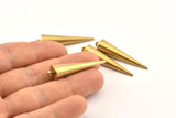 Brass Spike Charm, 6 Raw Brass Spike Tribal Pendants With 1 Loop (10x40mm) D1502