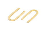 Brass Geometric Charm, 24 Textured Raw Brass U Shaped Pendants With 1 Hole, Charms, Findings (27x13x0.50mm) D1390