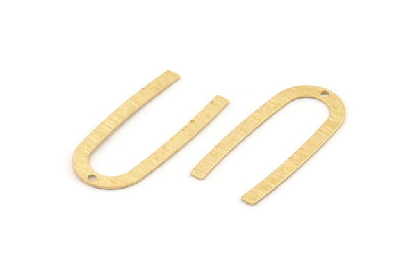 Brass Geometric Charm, 24 Textured Raw Brass U Shaped Pendants With 1 Hole, Charms, Findings (27x13x0.50mm) D1390