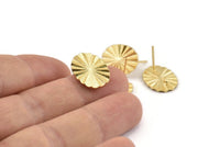 Gold Oval Earring, 2 Gold Plated Brass Oval Stud Earrings (17x13x1.2mm) N1193