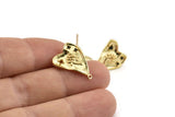 Gold Rose Earring, 2 Gold Plated Brass Rose Motif Stud Earrings With 1 Loop (20x13mm) N1222
