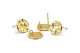 Gold Round Earring, 4 Gold Plated Brass Round Earring Studs, With 1 Loop (11mm) N1213 H0269
