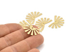 Brass Sun Charm, 24 Textured Raw Brass Rising Sun Flag Charms With 1 Hole, Findings, Earrings (25x17x0.60mm) D1411
