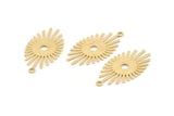Brass Sunny Charm, 24 Textured Raw Brass Sunny Charms With 1 Loop (26x14x0.60mm) D1537