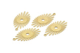 Brass Sunny Charm, 24 Textured Raw Brass Sunny Charms With 1 Loop (26x14x0.60mm) D1537