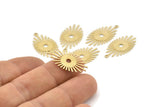 Brass Sunny Charm, 24 Textured Raw Brass Sunny Charms With 1 Loop (26x14x0.60mm) D1537